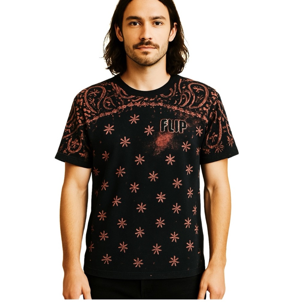 Flip Mens 100% Cotton Skater/Surf Black and Brown Trend Graphic T-shirt Soft